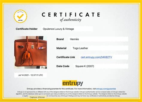 hermes bag certificate of authenticity